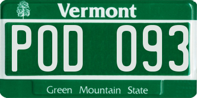 VT license plate POD093