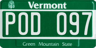 VT license plate POD097