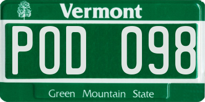 VT license plate POD098