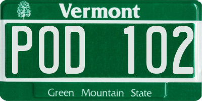 VT license plate POD102