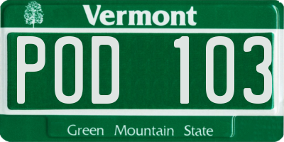 VT license plate POD103