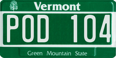 VT license plate POD104