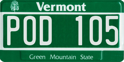 VT license plate POD105