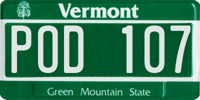 VT license plate POD107