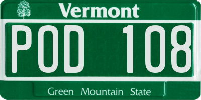 VT license plate POD108