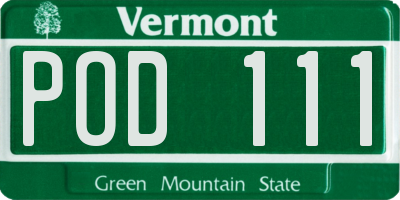 VT license plate POD111