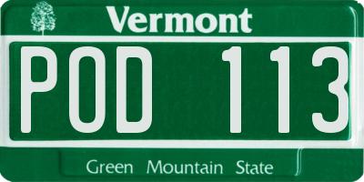 VT license plate POD113