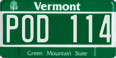 VT license plate POD114