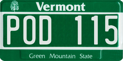 VT license plate POD115