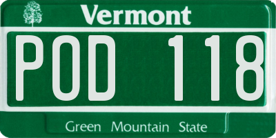 VT license plate POD118