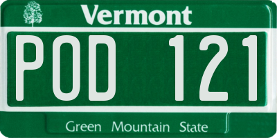 VT license plate POD121