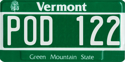 VT license plate POD122