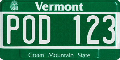 VT license plate POD123