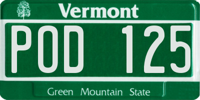 VT license plate POD125