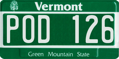 VT license plate POD126