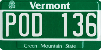 VT license plate POD136