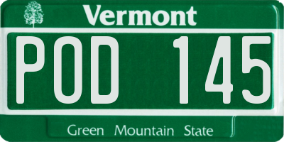 VT license plate POD145
