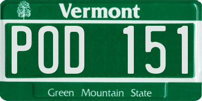 VT license plate POD151