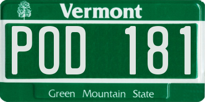 VT license plate POD181