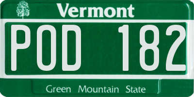 VT license plate POD182