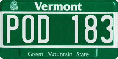 VT license plate POD183