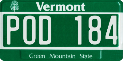 VT license plate POD184