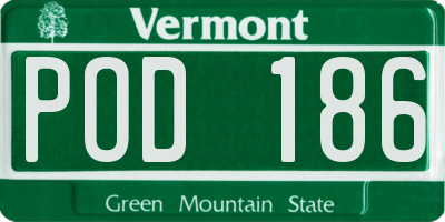 VT license plate POD186