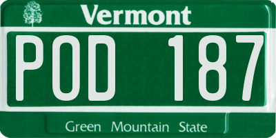 VT license plate POD187