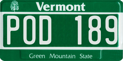 VT license plate POD189