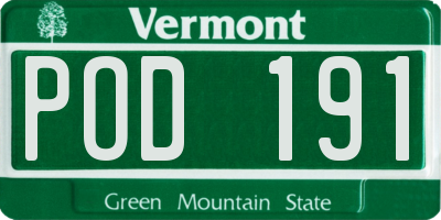 VT license plate POD191