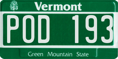 VT license plate POD193