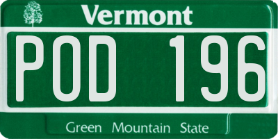 VT license plate POD196