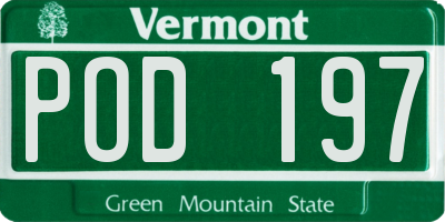 VT license plate POD197