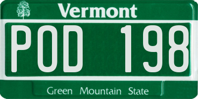 VT license plate POD198