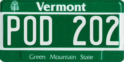 VT license plate POD202