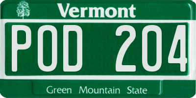 VT license plate POD204