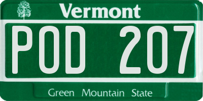 VT license plate POD207