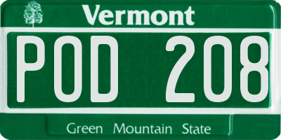VT license plate POD208