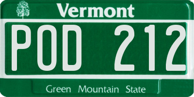 VT license plate POD212