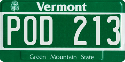 VT license plate POD213