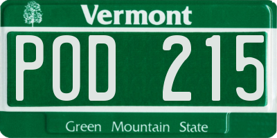 VT license plate POD215