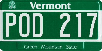 VT license plate POD217