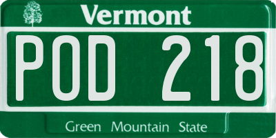 VT license plate POD218