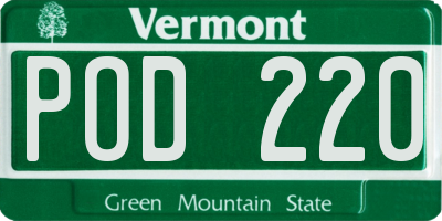 VT license plate POD220