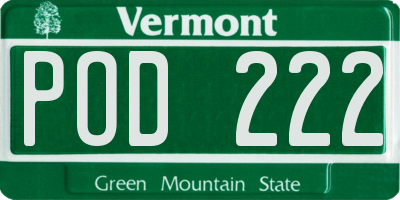VT license plate POD222