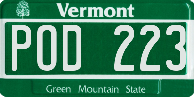 VT license plate POD223