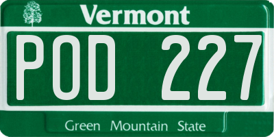 VT license plate POD227