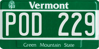 VT license plate POD229
