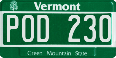 VT license plate POD230