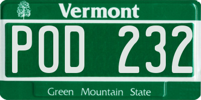 VT license plate POD232